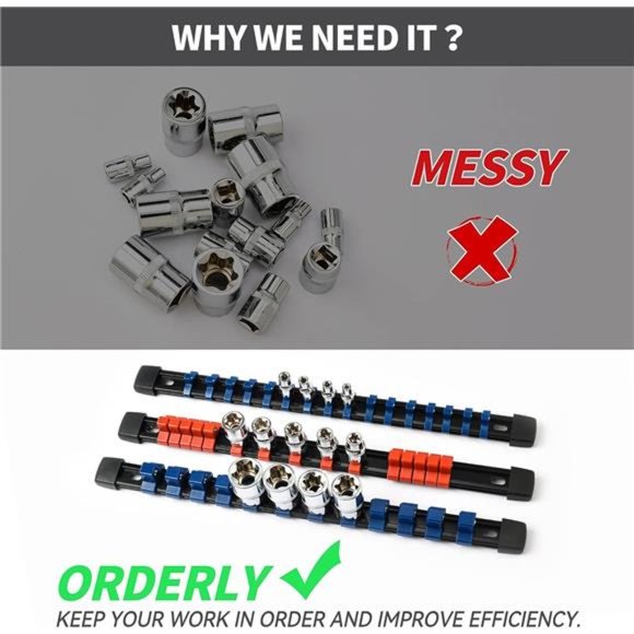 Socket Organizer Drive ABS Tools-Socket Holder, Premium Quality 9 Pieces Socket - Picture 5 of 6